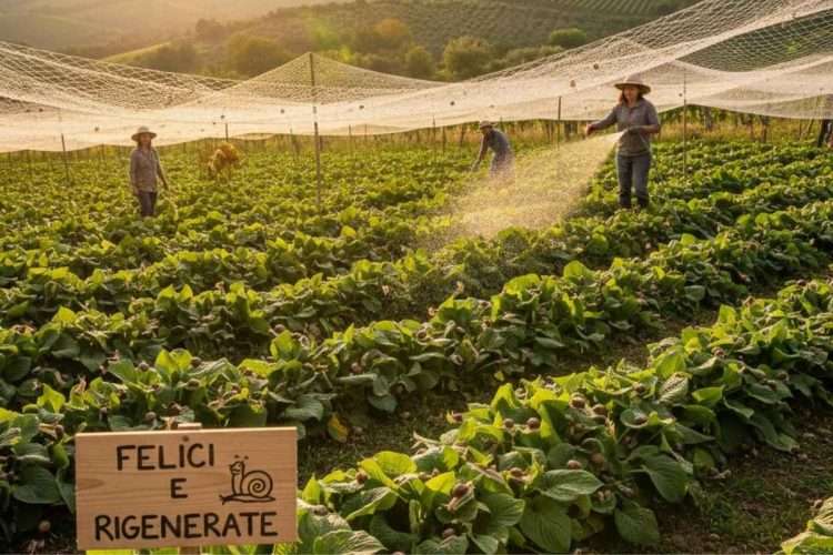 allevamento all'aperto di lumache felici