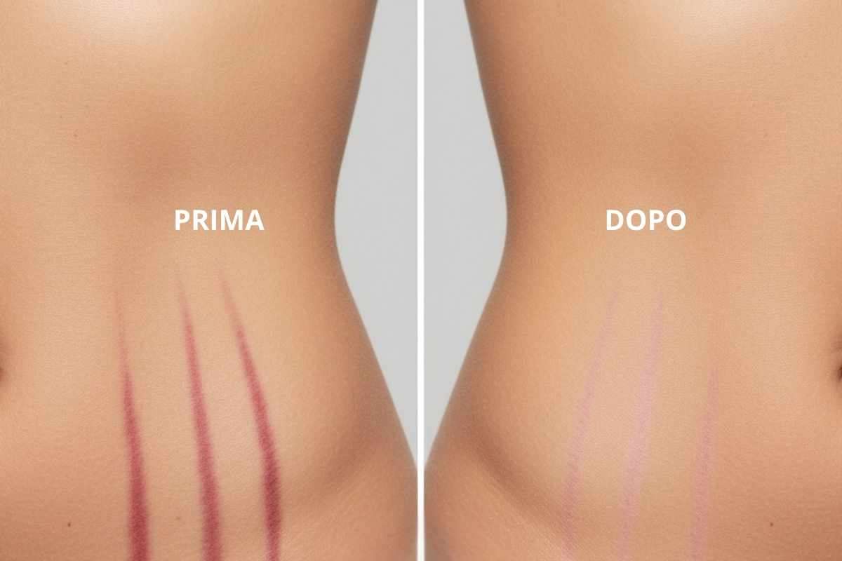 Trattamento smagliature rosse prima e dopo con siero Helix Extra